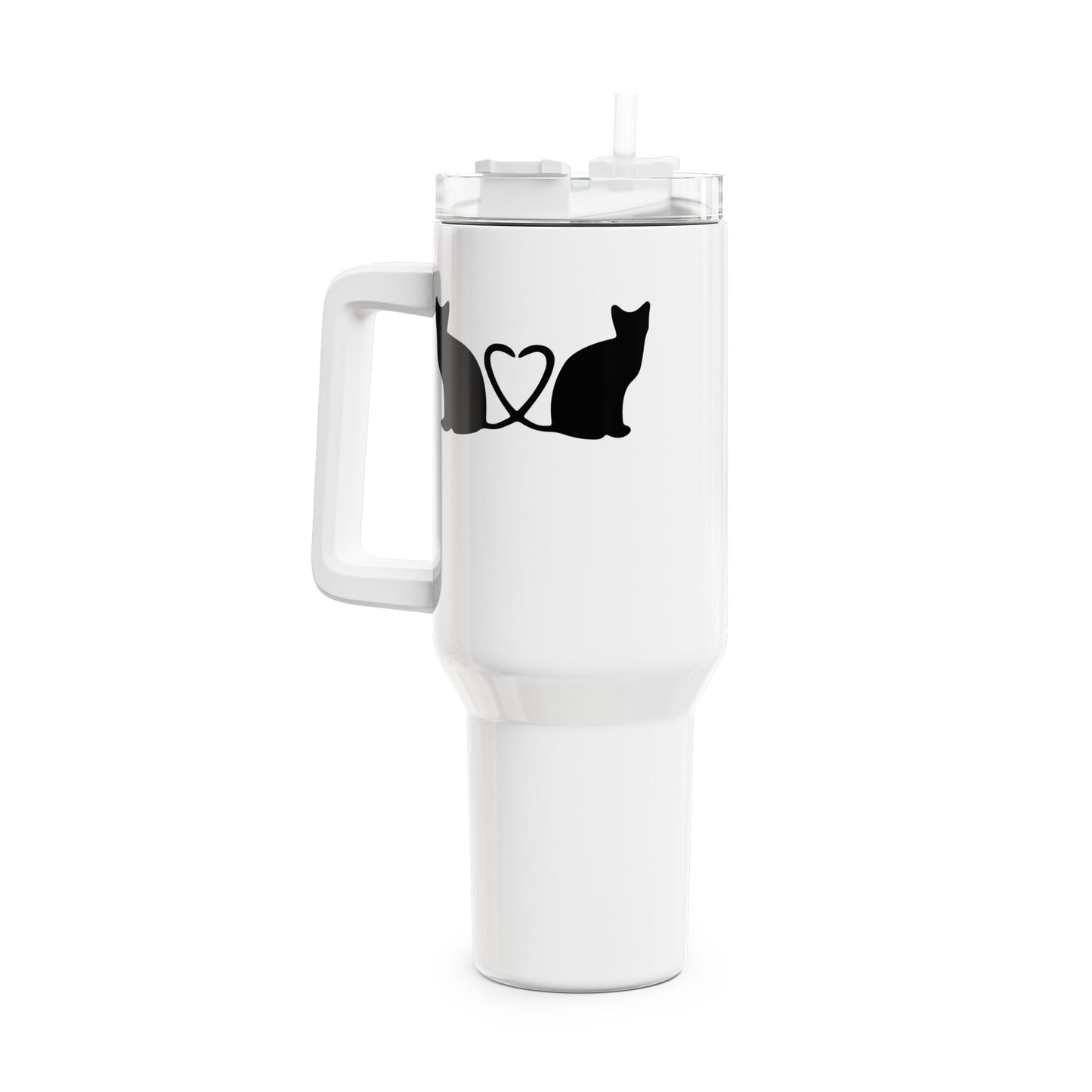 KATZEN LIEBE KÄTZCHEN KITTY CAT VERLIEBT • Tumbler mit Henkel & Strohhalm • XXL Reisebecher 1,2L