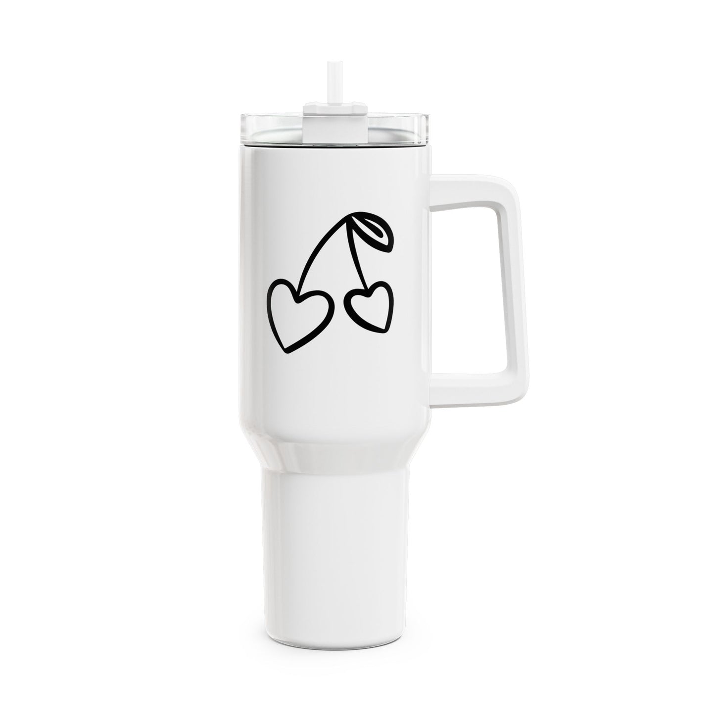 HERZ KIRSCHEN • Liebesbeweis Geschenk, LOVE Liebesbotschaft • Tumbler mit Henkel & Strohhalm • XXL Reisebecher 1,2L - YOGA SANTA
