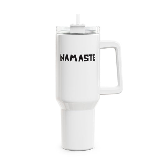 NAMASTE YOGA SPRUCH BEGRÜßGUNG • Tumbler mit Henkel & Strohhalm • XXL Reisebecher 1,2L - YOGA SANTA