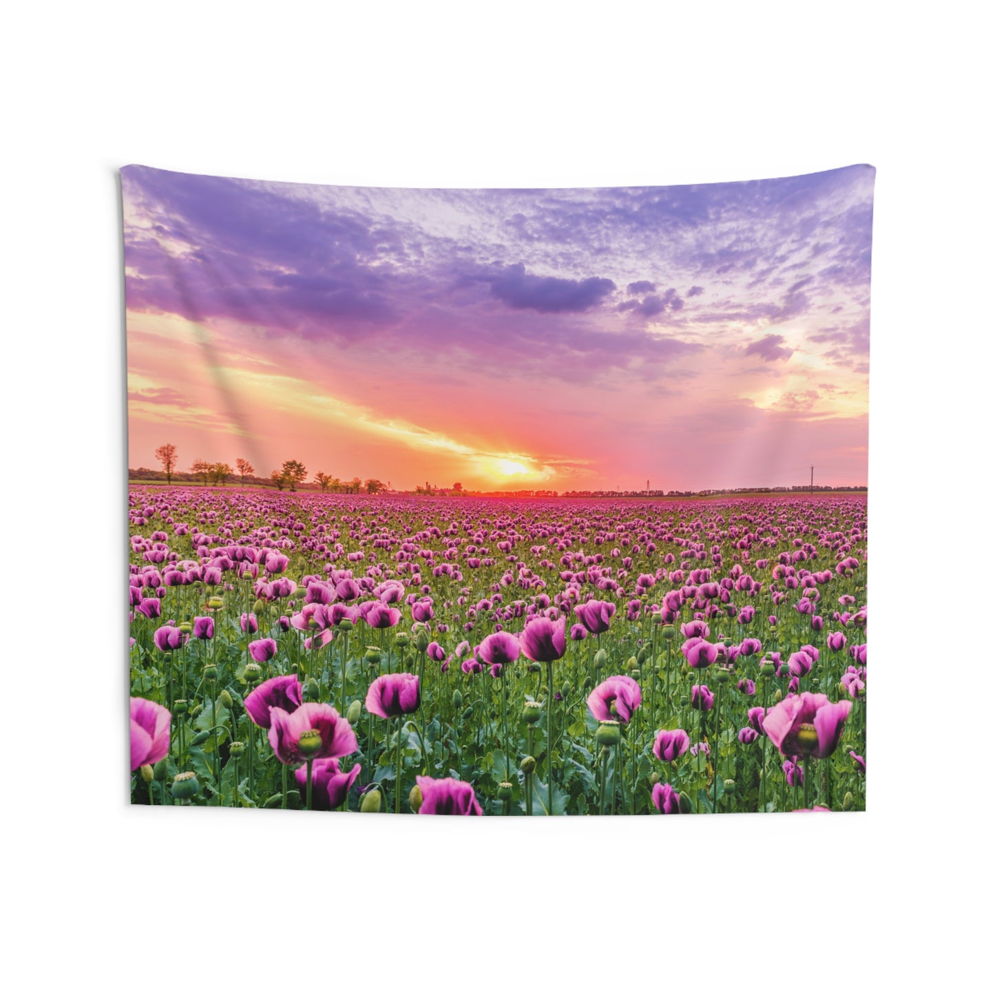 BLUMENWIESE LILA BLÜTEN • Urlaubsmotiv • Wandtuch • Wandttepich • Wanddekor in v. Größen bis XXL
