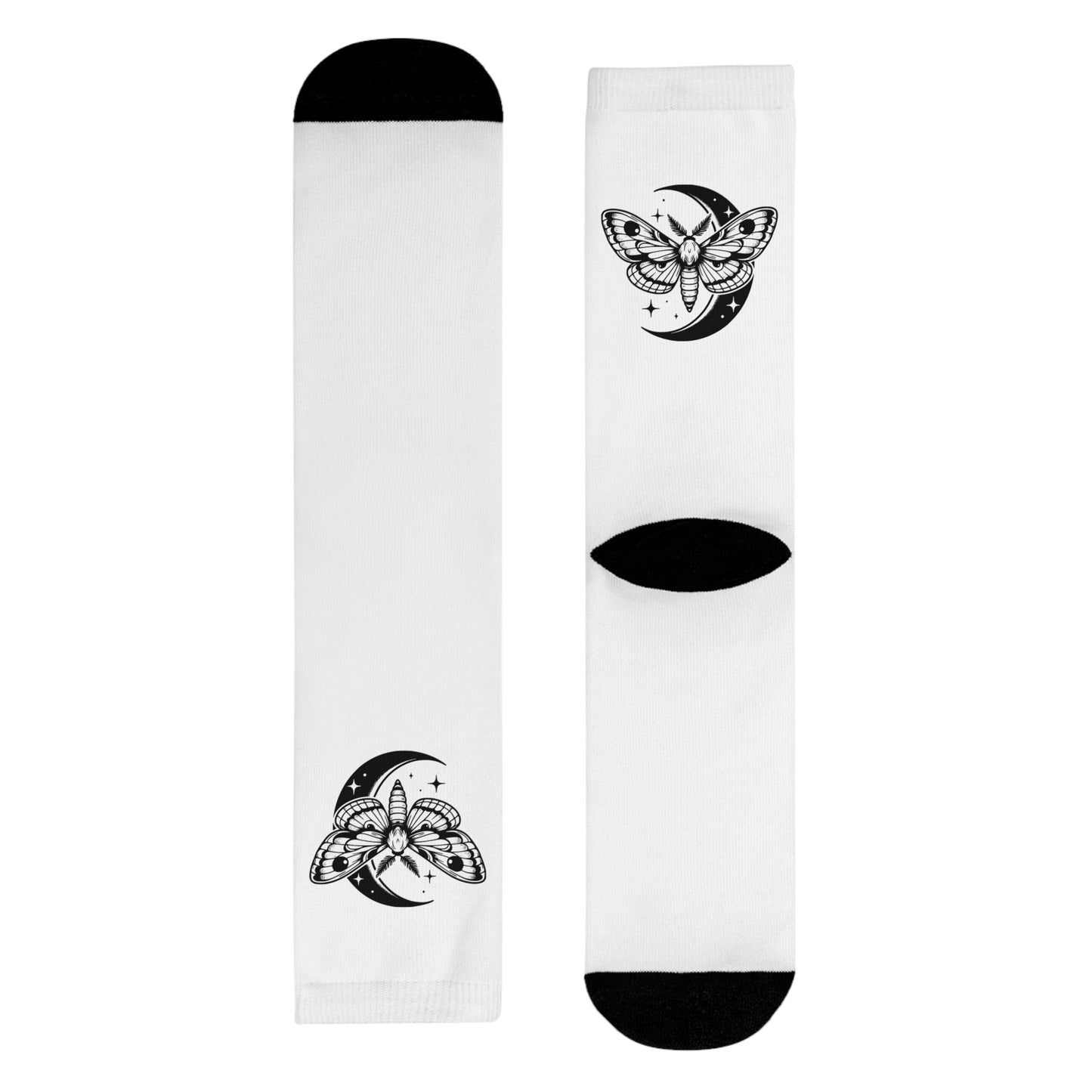 MOND MOTTE STERNE • HAPPY SOCKS Crew Socken Weiß mit Motiv