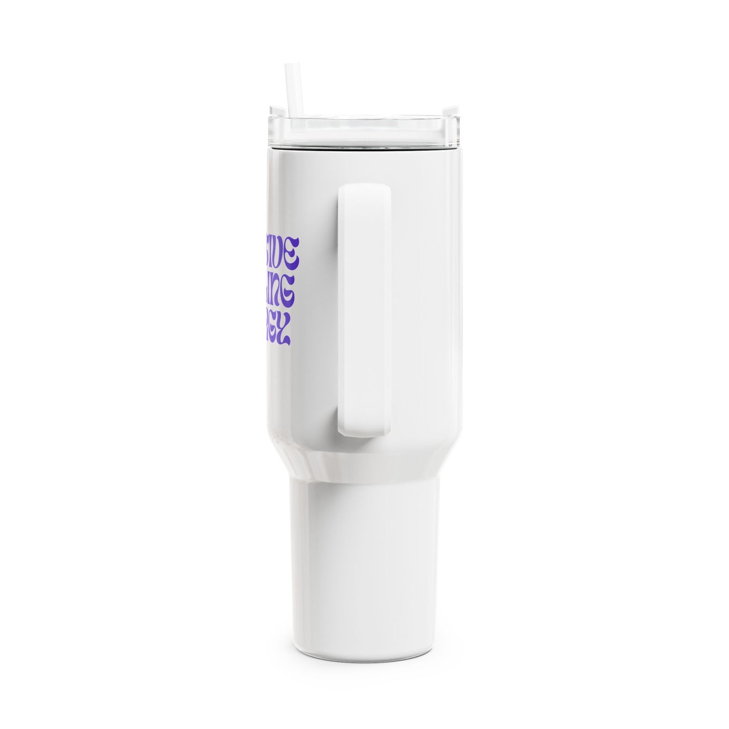POSITIVE HEALING ENERGY • Tumbler mit Henkel & Strohhalm • XXL Reisebecher 1,2L - YOGA SANTA