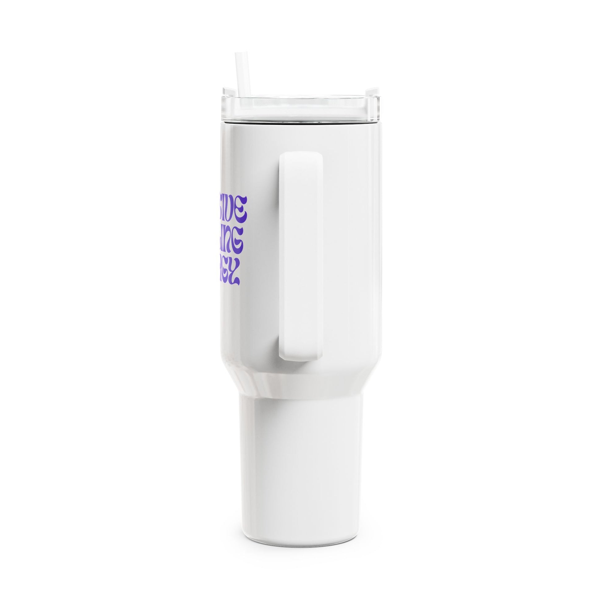POSITIVE HEALING ENERGY • Tumbler mit Henkel & Strohhalm • XXL Reisebecher 1,2L - YOGA SANTA