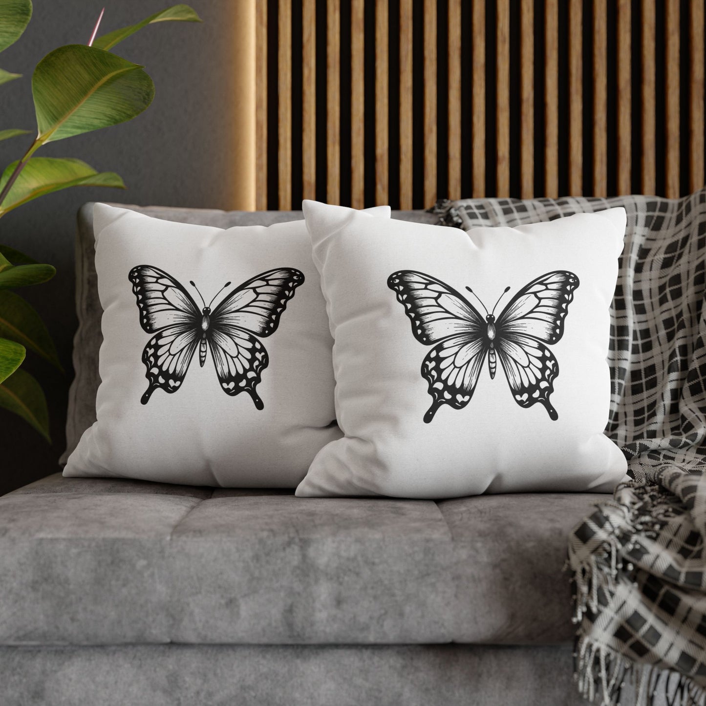SCHMETTERLING SCHÖN • Deko Kissenbezug mit Reißverschluss Quadratisch Weiß