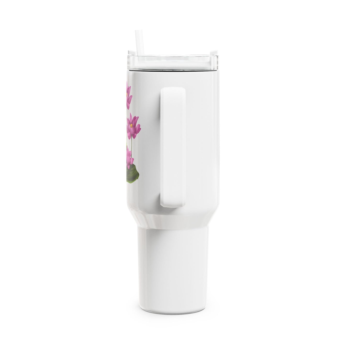 LOTUSBLUMEN LOTUSBLÜTEN PINK VIOLET • Tumbler mit Henkel & Strohhalm • XXL Reisebecher 1,2L