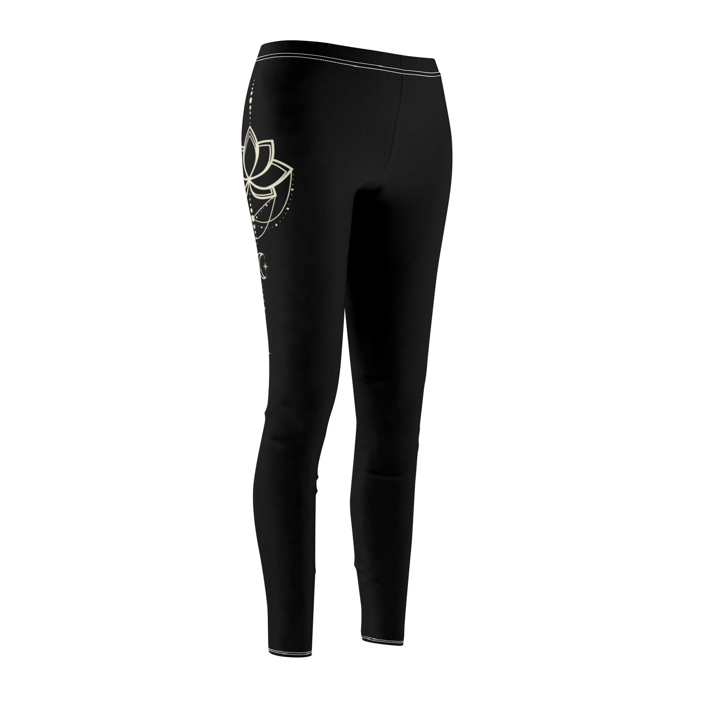 LOTUSBLUME LOTUSBLÜTE MOND STERNENHIMMEL • Schicke Damen Leggins Schwarz • Beste Leggings für Sport & Freizeit
