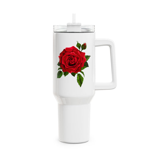 ROSEN BILD ROSENBLÜTE ZEICHNUNG • Tumbler mit Henkel & Strohhalm • XXL Reisebecher 1,2L