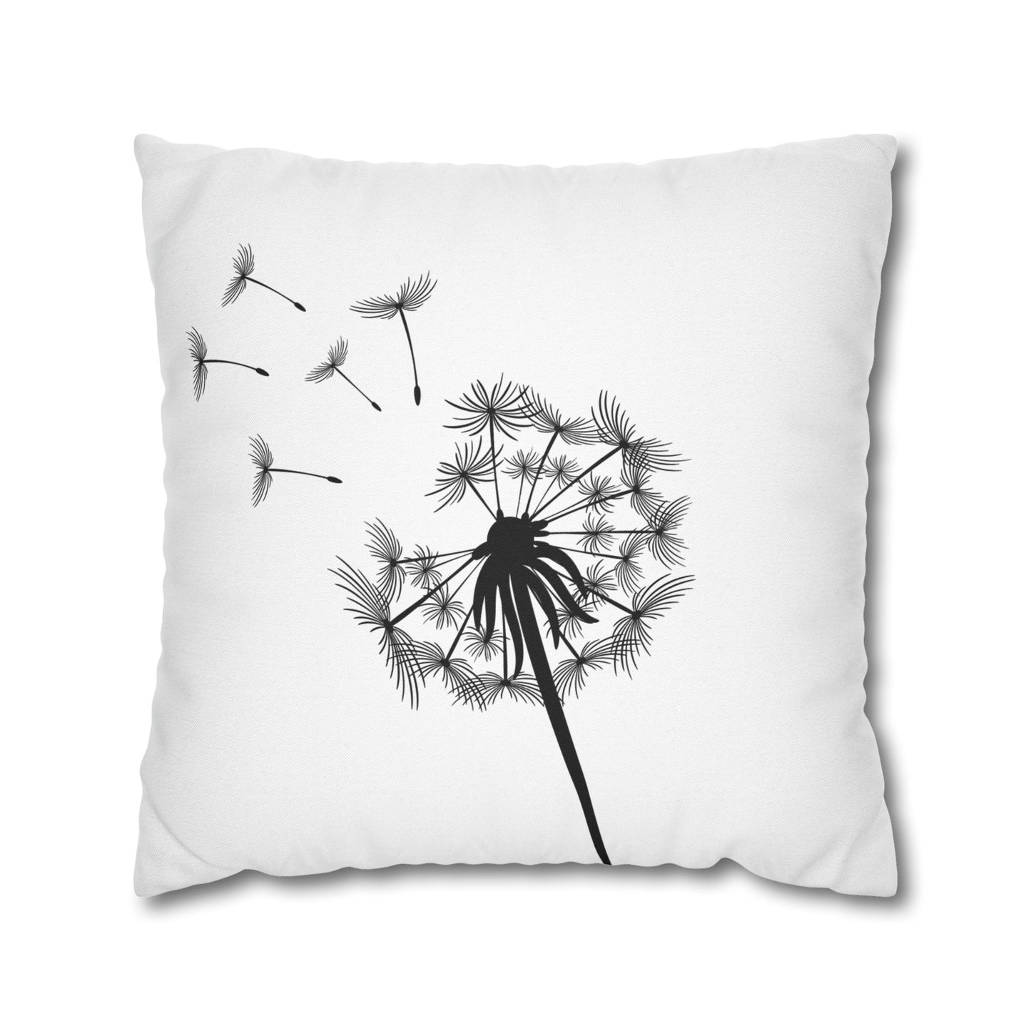 PUSTEBLUME BLUMENMOTIV • Deko Kissenbezug mit Reißverschluss Quadratisch Weiß