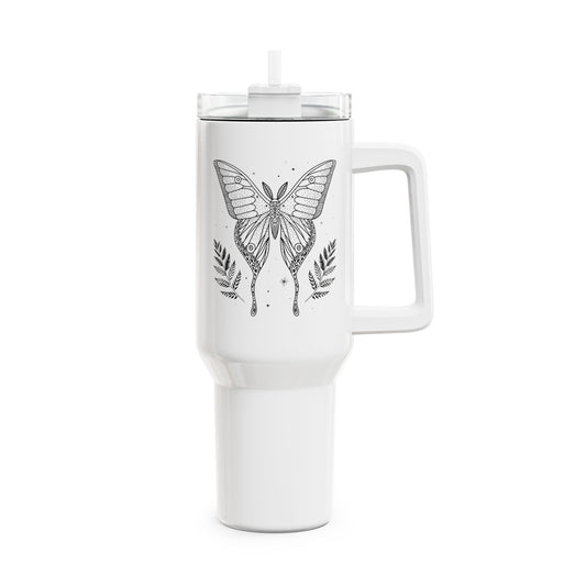 SCHMETTERLING ZEICHNUNG ÄSTHETISCH • Tumbler mit Henkel & Strohhalm • XXL Reisebecher 1,2L - YOGA SANTA