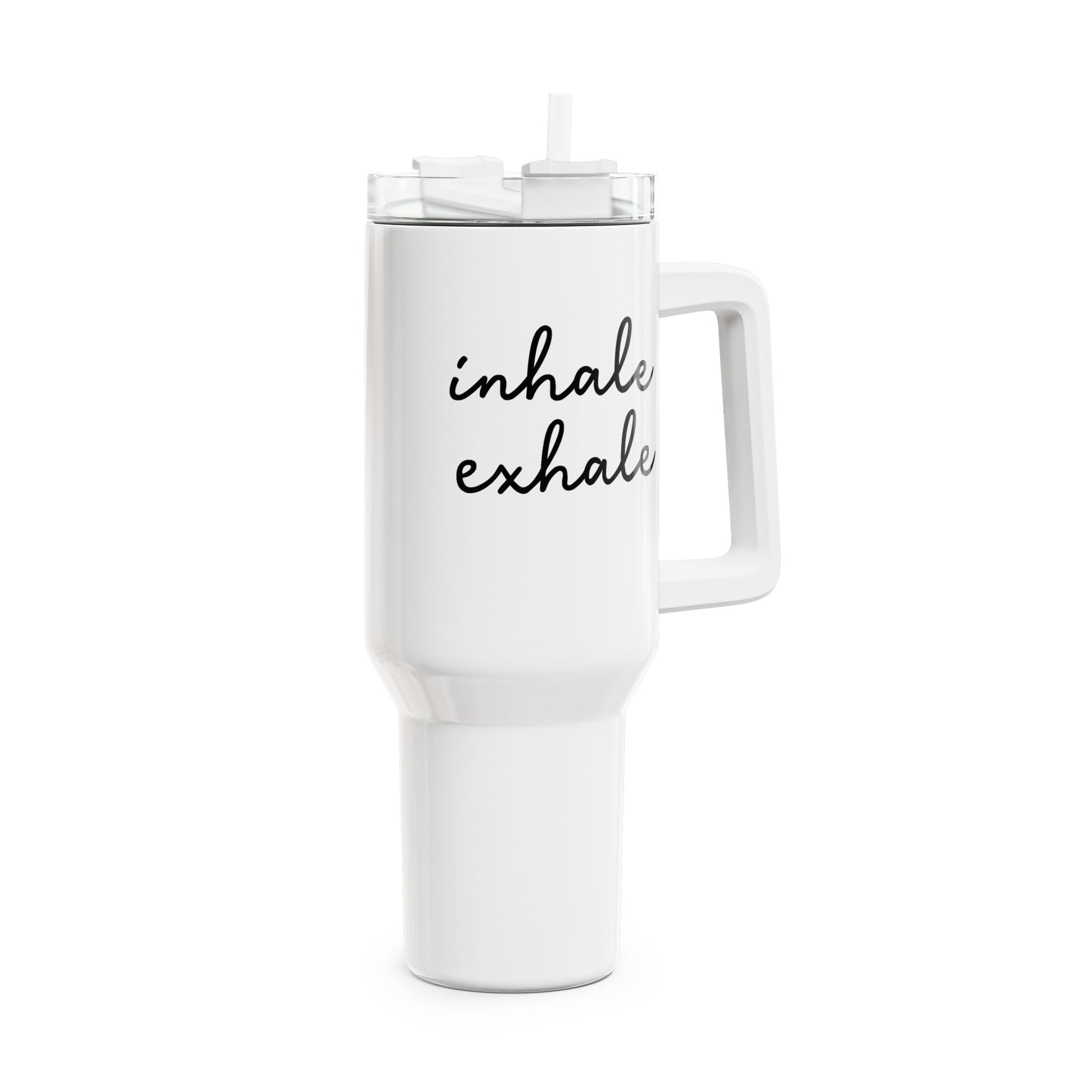 INHALE EXHALE - YOGA SPRUCH FITNESS • Tumbler mit Henkel & Strohhalm • XXL Reisebecher 1,2L - YOGA SANTA