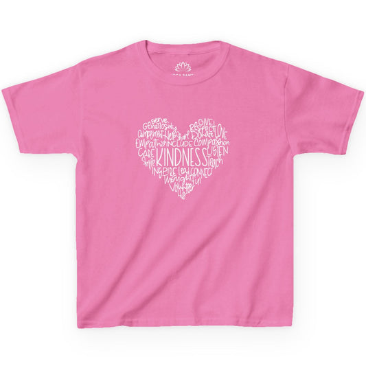 KINDNESS HERZ • LIEBESBOTSCHAFT LIEBESNACHRICHT SPRUCH HERZCHEN PRINT • Oversize Kinder T-Shirt Mädchen Jungen • BIO Baumwolle 🌿