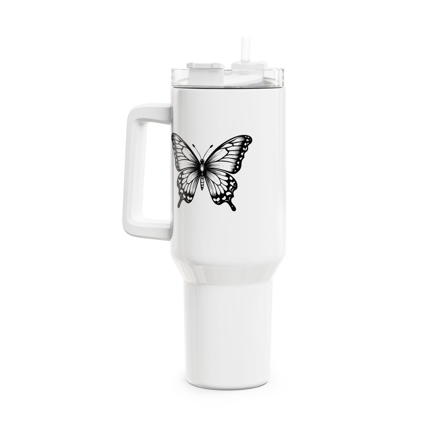 SCHMETTERLING CLIPART BILDCHEN • Tumbler mit Henkel & Strohhalm • XXL Reisebecher 1,2L