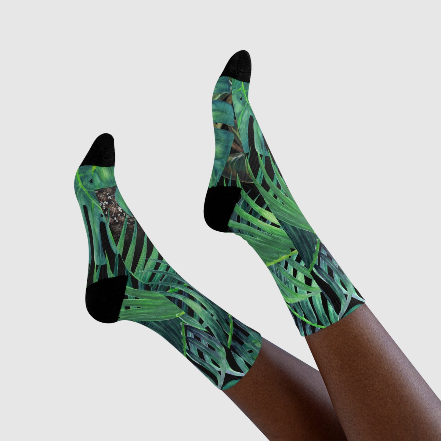 DSCHUNGEL FARNBLÄTTER PFLANZEN • HAPPY SOCKS Crew Socken Grün mit Motiv