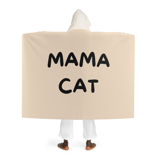 MAMA CAT - KATZENMUTTER DOSENÖFFNER • Kapuzen Kuscheldecke Beige Creme • Wohndecke Sherpa 130cm x 180cm