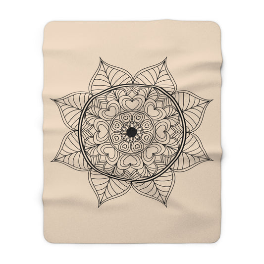 MANDALA BLÜTE ORGANISCH • Meditationsdecke Beige & CremeWeiß • Sherpa Wohndecke 130x150cm & 150x200cm