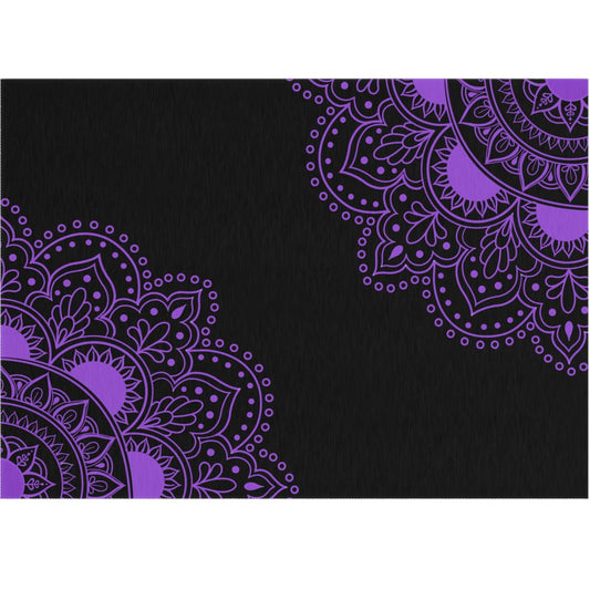 MANDALA LILA • Chenille Teppich Schwarz • In v. Größen – Innen- & Außenbereich