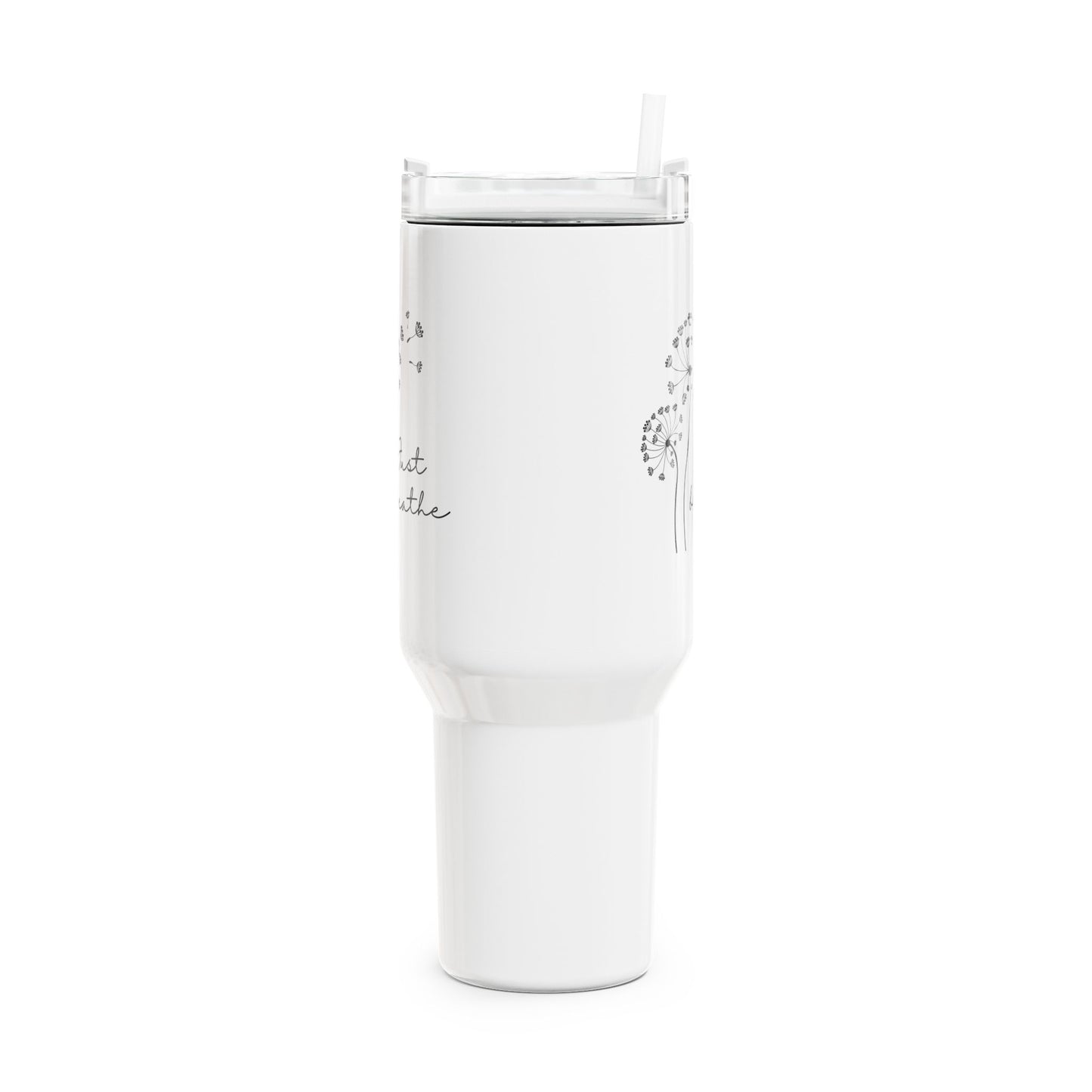 JUST BREATHE - PUSTEBLUMEN HERZCHEN • Tumbler mit Henkel & Strohhalm • XXL Reisebecher 1,2L