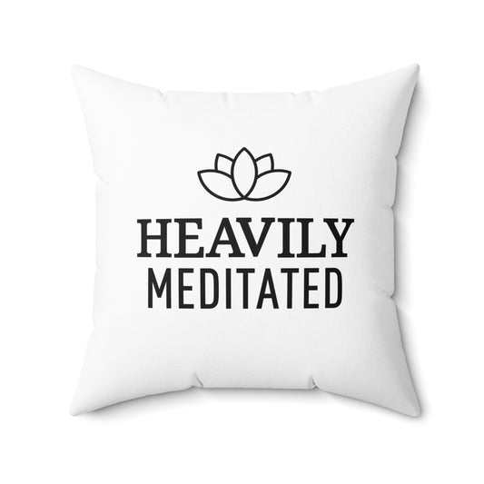 HEAVILY MEDITATED - LOTUSBLÜTE • Yoga Meditations Deko Kissen mit Reißverschluss Quadratisch Weiss - YOGA SANTA