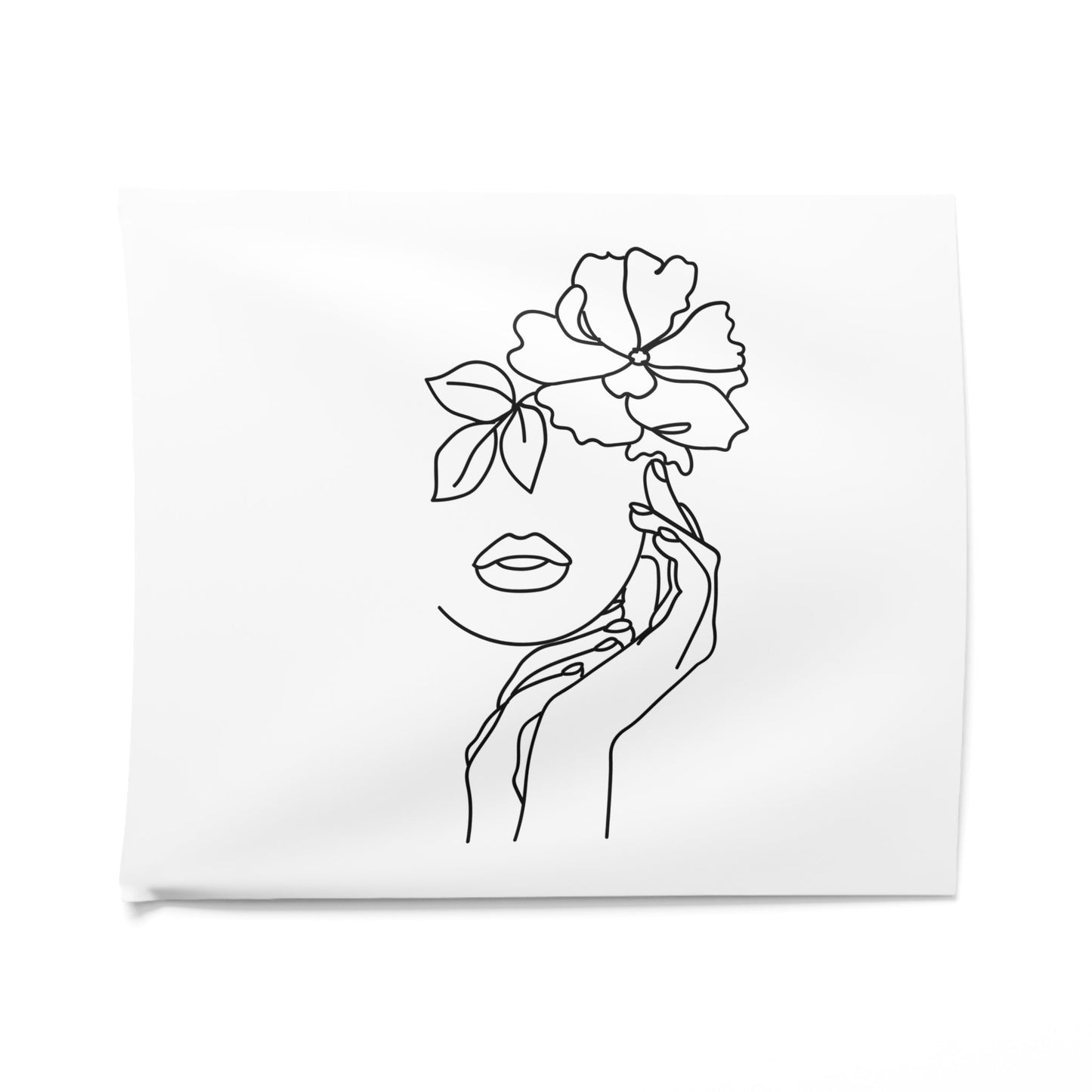 SCHÖNE FRAU mit BLUMEN - Ästhetisch • Wandtuch • Wandttepich Schwarz Weiß • Wanddekor in v. Größen bis XXL