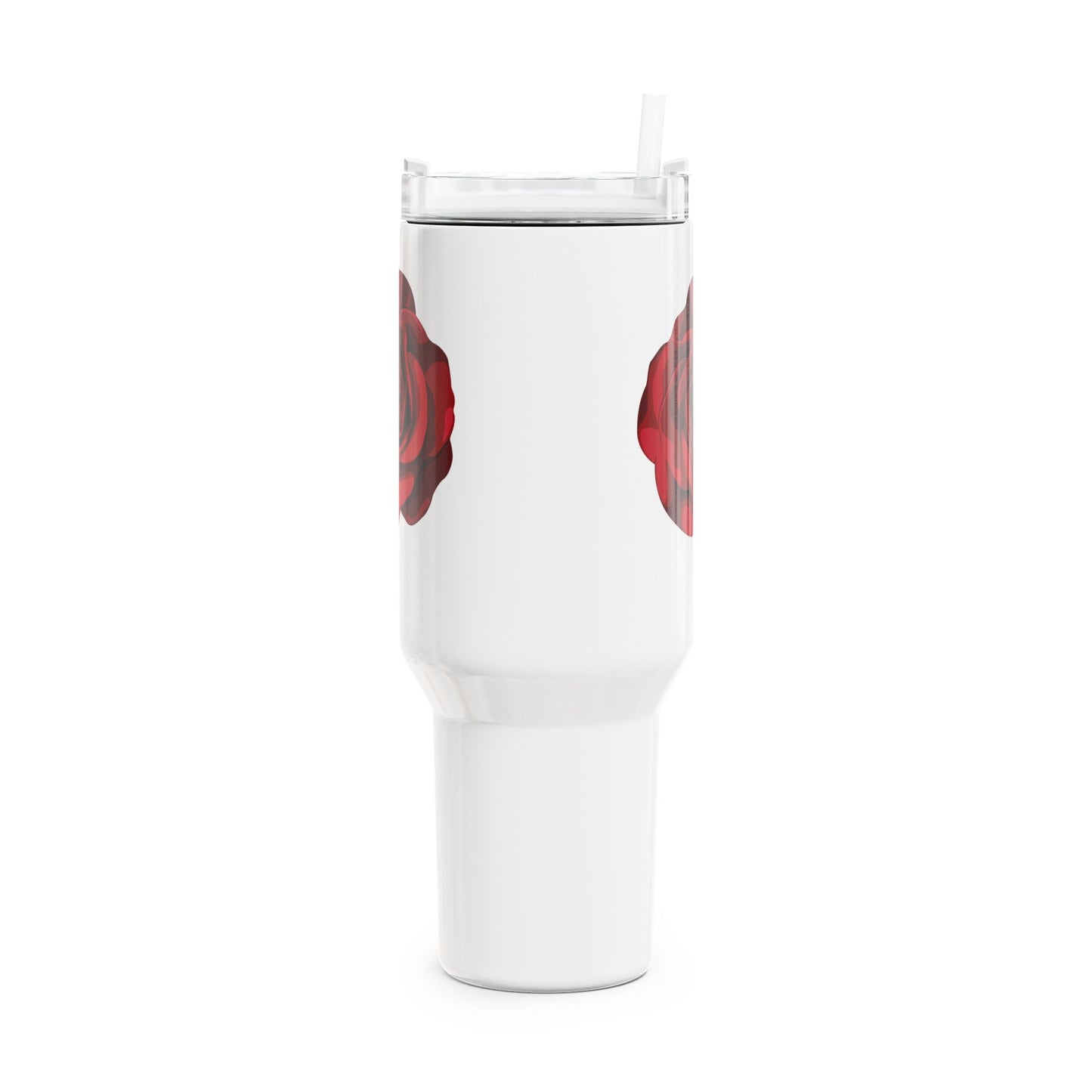 ROSENBLÜTE BLUMENBLÜTE ROT • Tumbler mit Henkel & Strohhalm • XXL Reisebecher 1,2L
