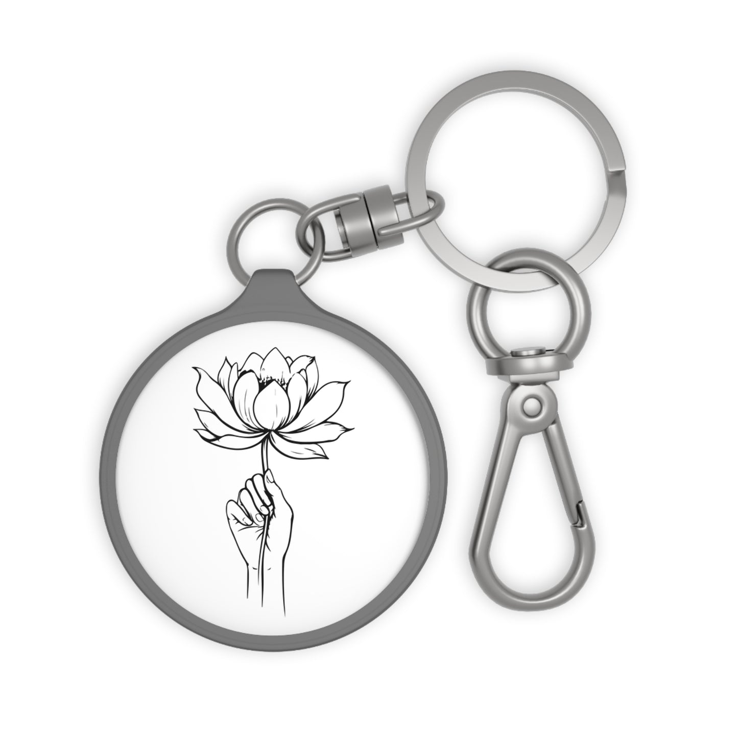 HAND HÄLT LOTUSBLÜTE • Edler Luxus Schlüsselanhänger mit Karabiner für Frauen & Männer