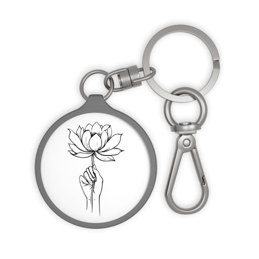 HAND HÄLT LOTUSBLÜTE • Edler Luxus Schlüsselanhänger mit Karabiner für Frauen & Männer