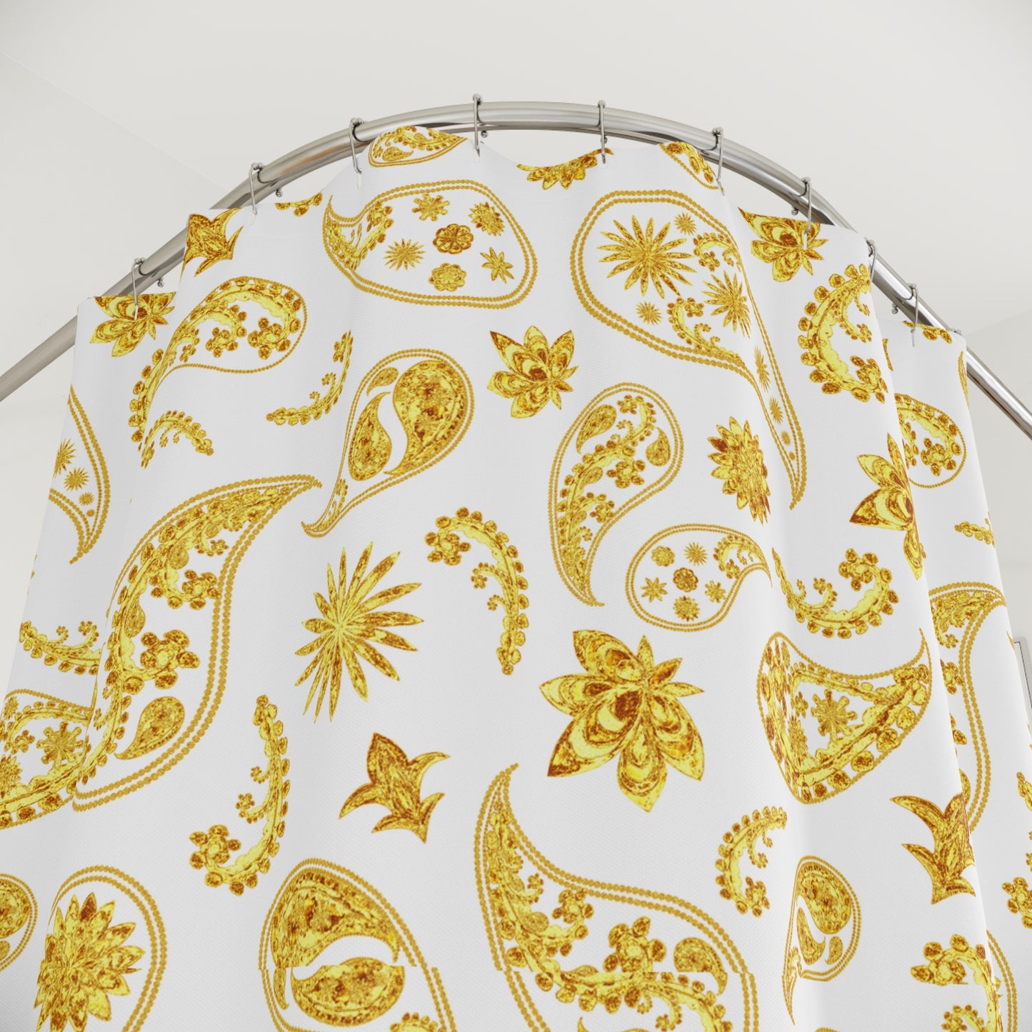 PAISLEY MUSTER GELBGOLD LUXURIÖS • Hochwertiger, Schöner Duschvorhang 180x200 cm