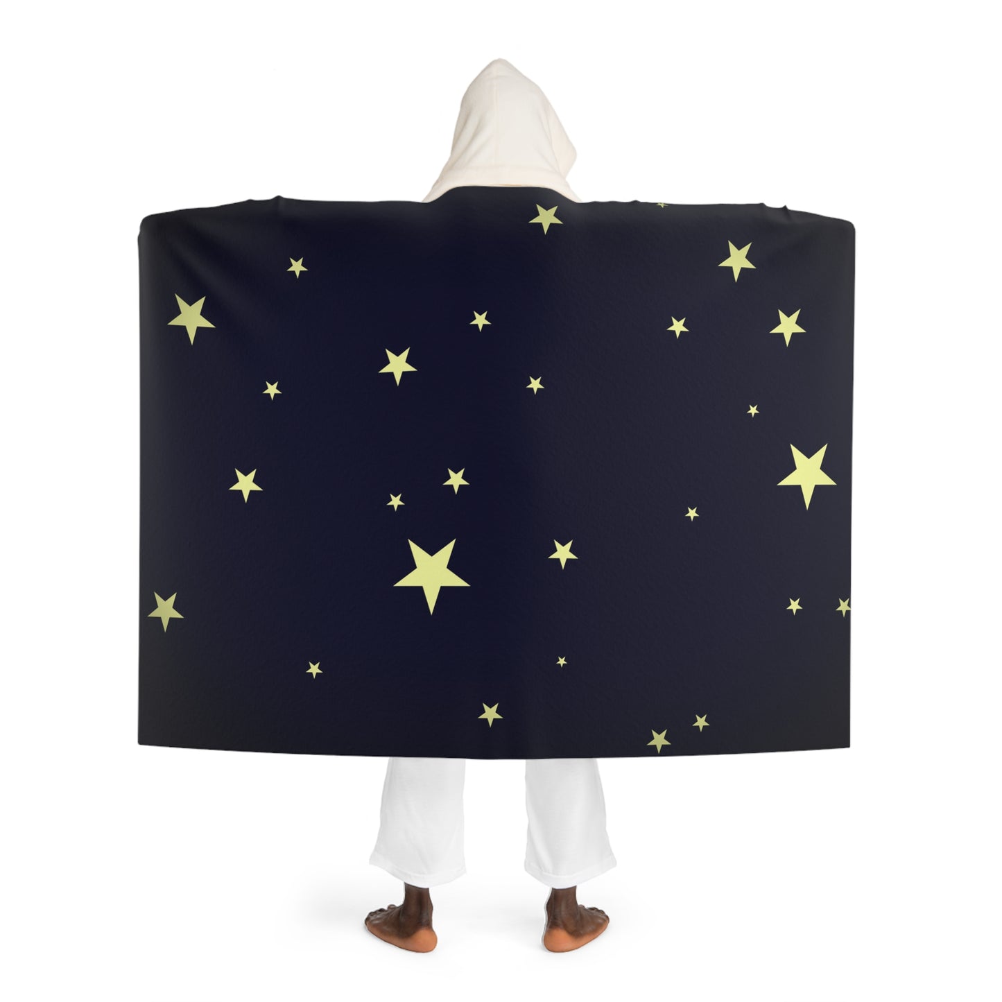 STERNENHIMMEL • Kapuzen Kuscheldecke Dunkelblau • Wohndecke Sherpa 130cm x 180cm