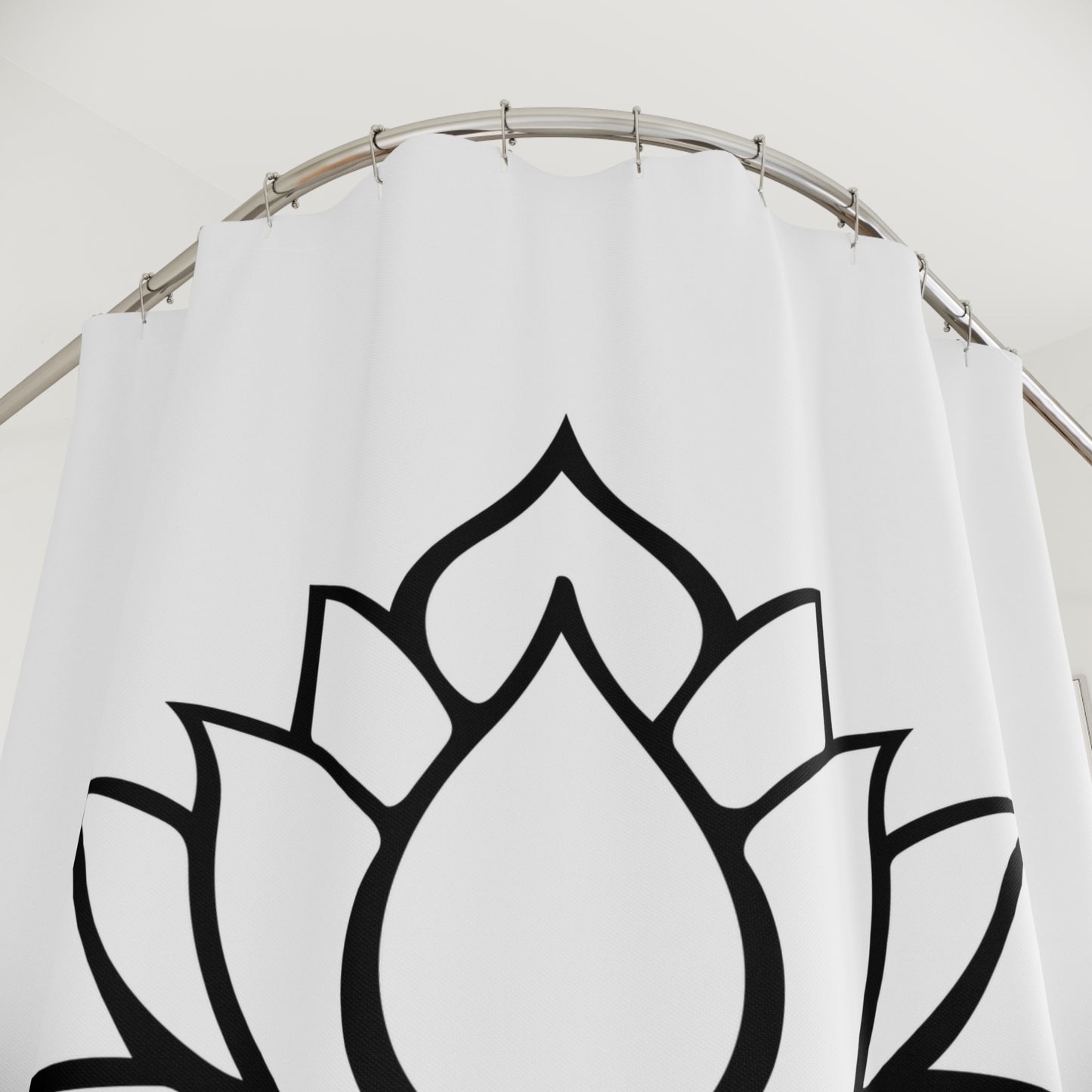 LOTUS BLUME MINIMALISTISCH • Hochwertiger, Schöner Duschvorhang 180x200 cm Weiss