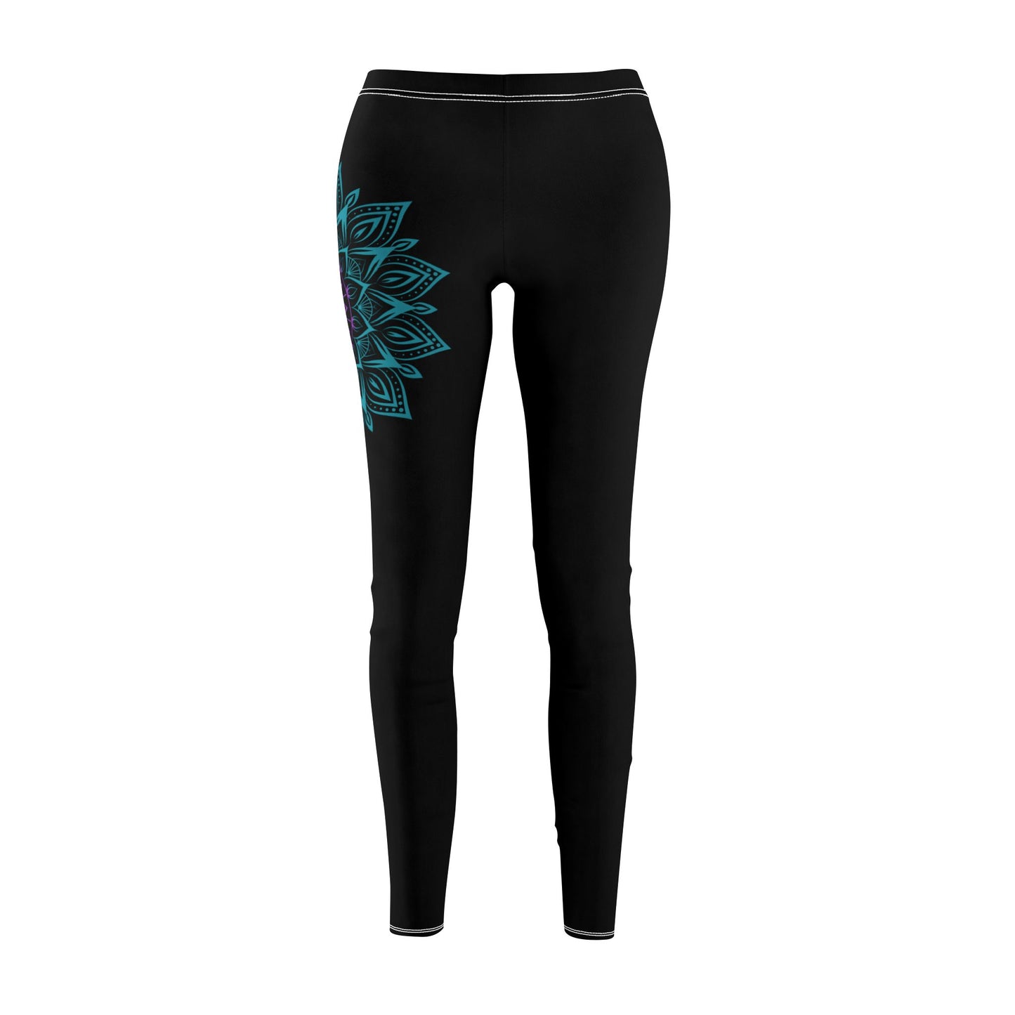 MANDALA BLUME BLÜTE LILA TÜRKIS • Damen Leggins Schwarz • Beste Leggings für Sport & Freizeit