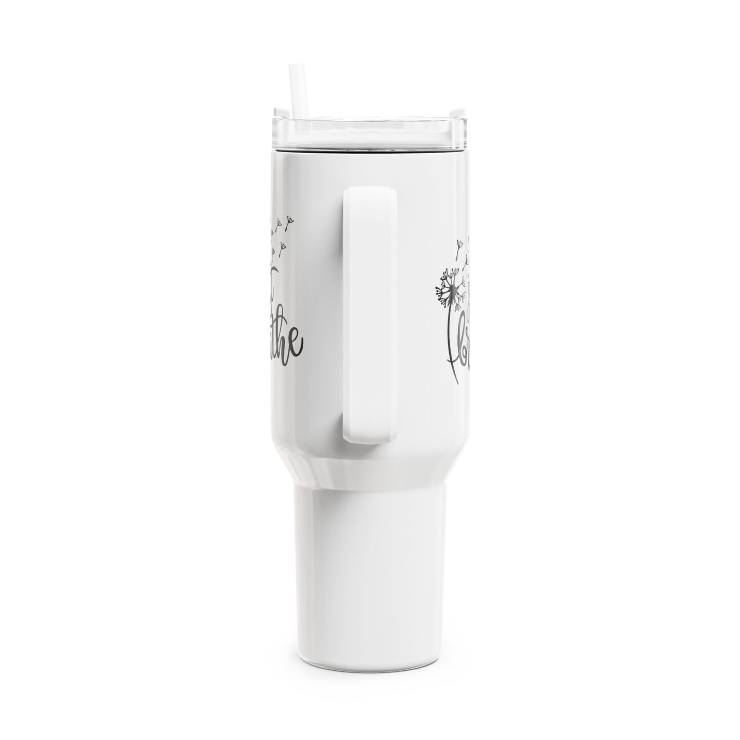 JUST BREATHE - PUSTEBLUME HANDGEMALT • Tumbler mit Henkel & Strohhalm • XXL Reisebecher 1,2L