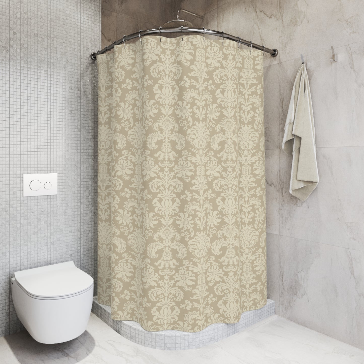 FLORALES BAROCK MUSTER - ZEITLOS LUXURIÖSES DESIGN • Duschvorhang 180x200 cm Beige