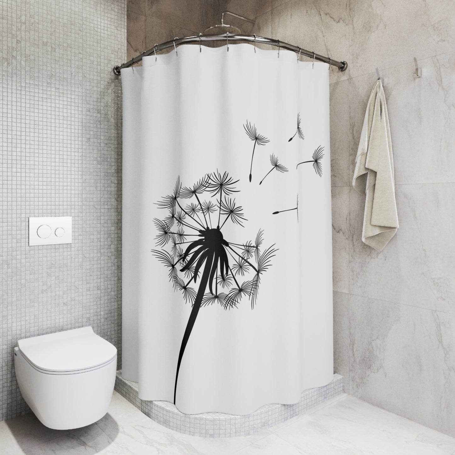 PUSTEBLUME ÄSTHETISCH • Hochwertiger, Schöner Duschvorhang 180x200 cm Weiss