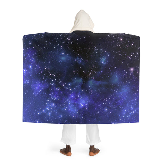GALAXY STERNENHIMMEL DECKE • Kapuzen Kuscheldecke Dunkelblau • Wohndecke Sherpa 130cm x 180cm