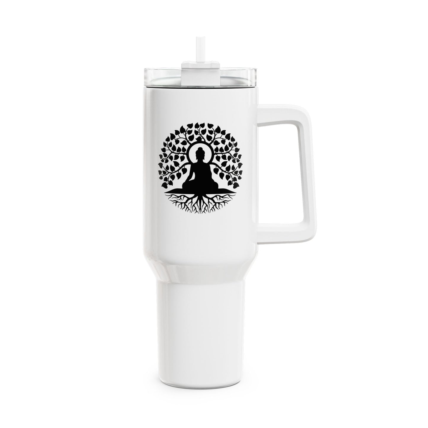 BAUM DES LEBENS YOGA MEDITATION MOTIV • Tumbler mit Henkel & Strohhalm • XXL Reisebecher 1,2L - YOGA SANTA
