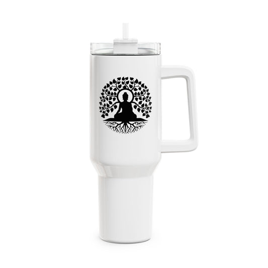 BAUM DES LEBENS YOGA MEDITATION MOTIV • Tumbler mit Henkel & Strohhalm • XXL Reisebecher 1,2L - YOGA SANTA