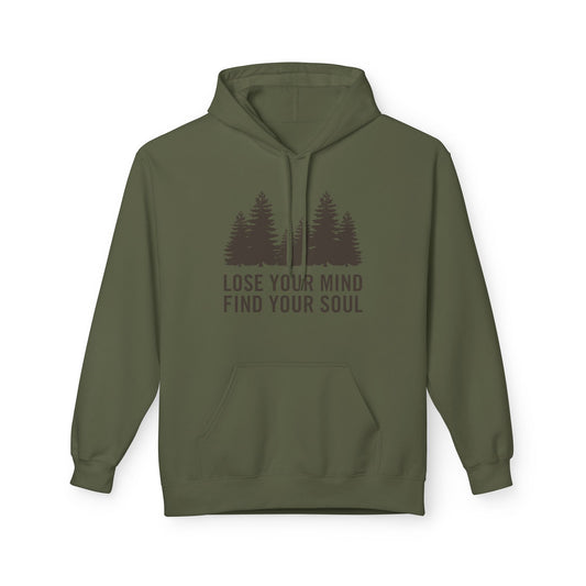 LOSE YOUR MIND FIND YOUR SOUL• Wald Bäume Motiv Bild Zeichnung • Inspirierender Spruch Hoodie für Damen & Herren • Baumwolle 🌿