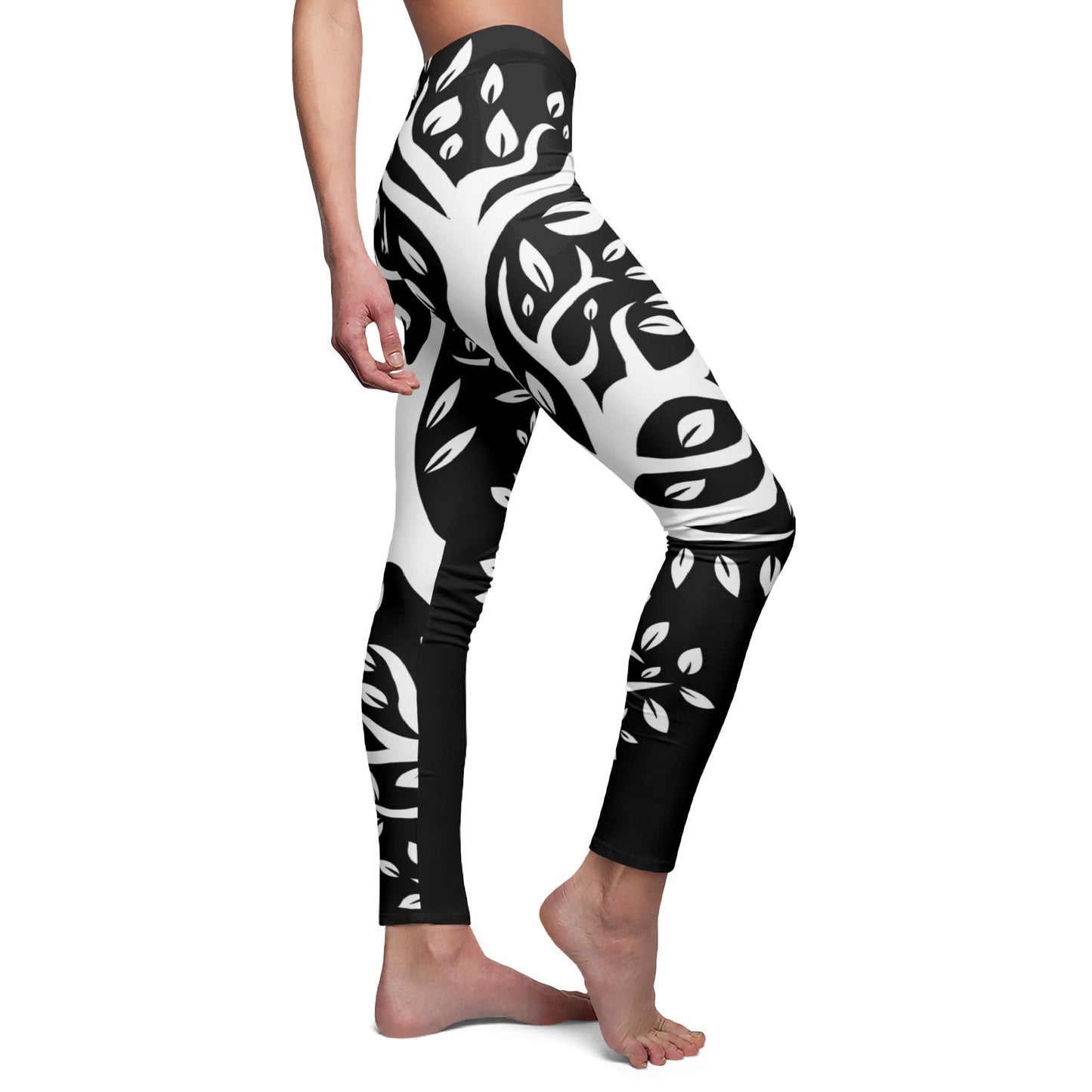 FLORALE PFLANZEN BLUMEN SCHLINGPFLANZEN OPTIK • Olivenbaum Damen Leggins Schwarz • Beste Leggings für Sport & Freizeit