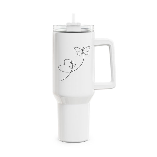 SCHMETTERLING HERZ TULPEN BLUME CLIPART • Tumbler mit Henkel & Strohhalm • XXL Reisebecher 1,2L