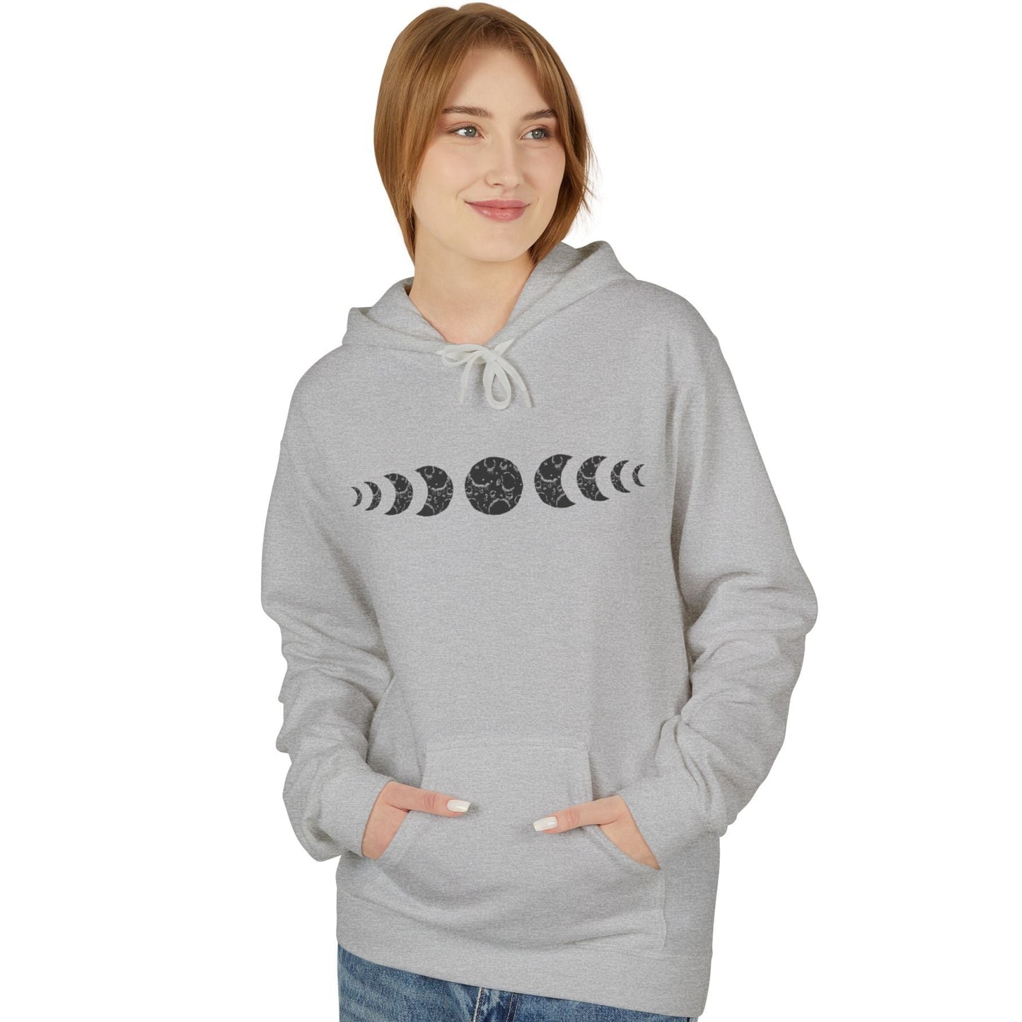 MONDPHASEN ZEICHNUNG MONDKRATER • Spiritueller Hoodie für Damen & Herren • Baumwolle 🌿
