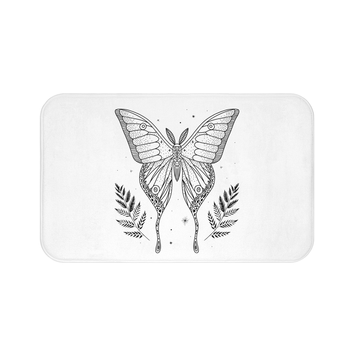 SCHMETTERLING ÄSTHETISCH • Badvorleger Weiss / Fussmatte / Badteppich EXTRA Weich • 43 x 61 cm & 53 x 86 cm
