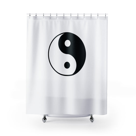 YING YANG • SPIRITUELLES MOTIV • Hochwertiger, Schöner Duschvorhang 180x200 cm Weiss