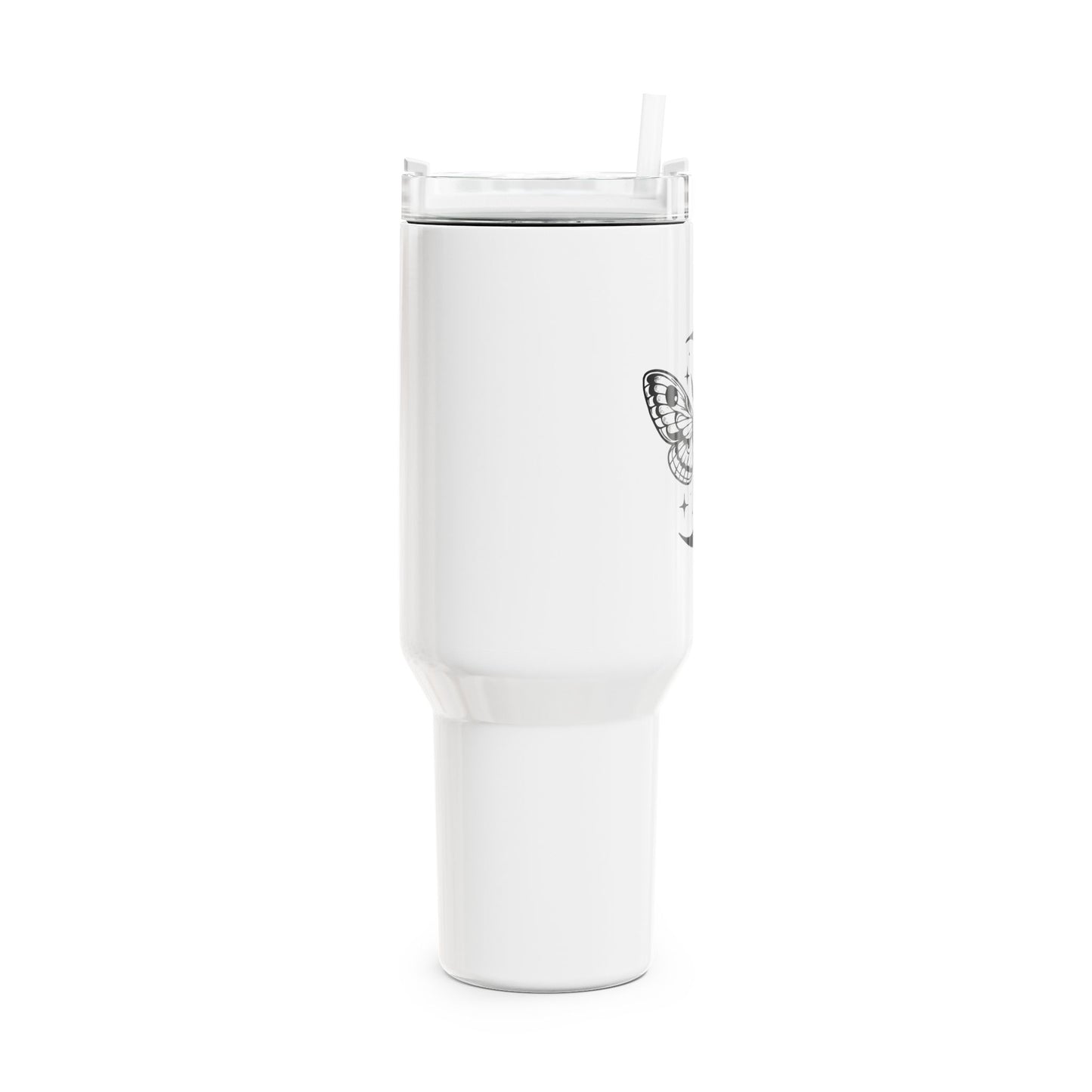MOND STERNE MOTTE FALTER - SPIRITUELLE TRANSFORMATION • Tumbler mit Henkel & Strohhalm • XXL Reisebecher 1,2L - YOGA SANTA
