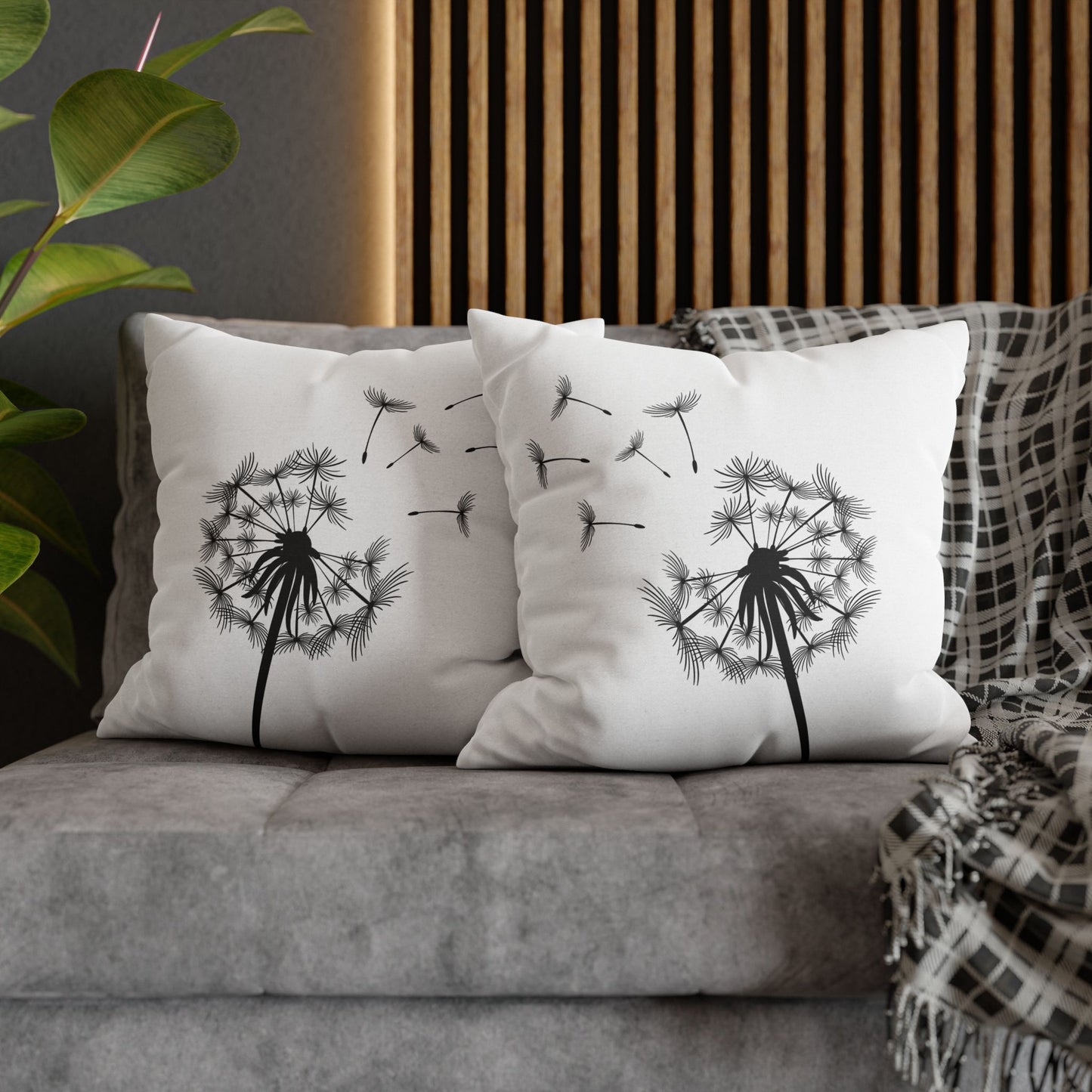 PUSTEBLUME BLUMENMOTIV • Deko Kissenbezug mit Reißverschluss Quadratisch Weiß