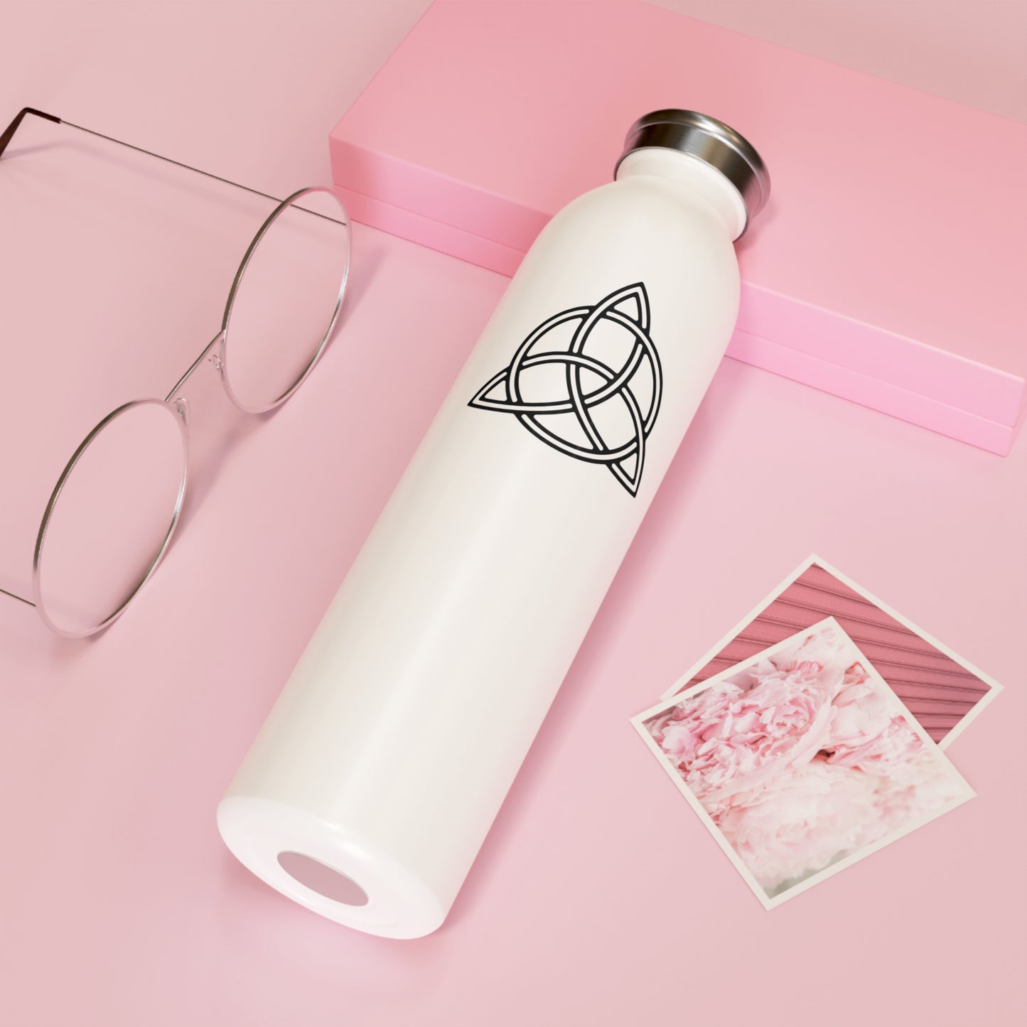 TRIQUETRA KELTISCHER KNOTEN • Nordisches Wikinger Symbol • Edelstahl Thermosflasche SLIM • 600 m
