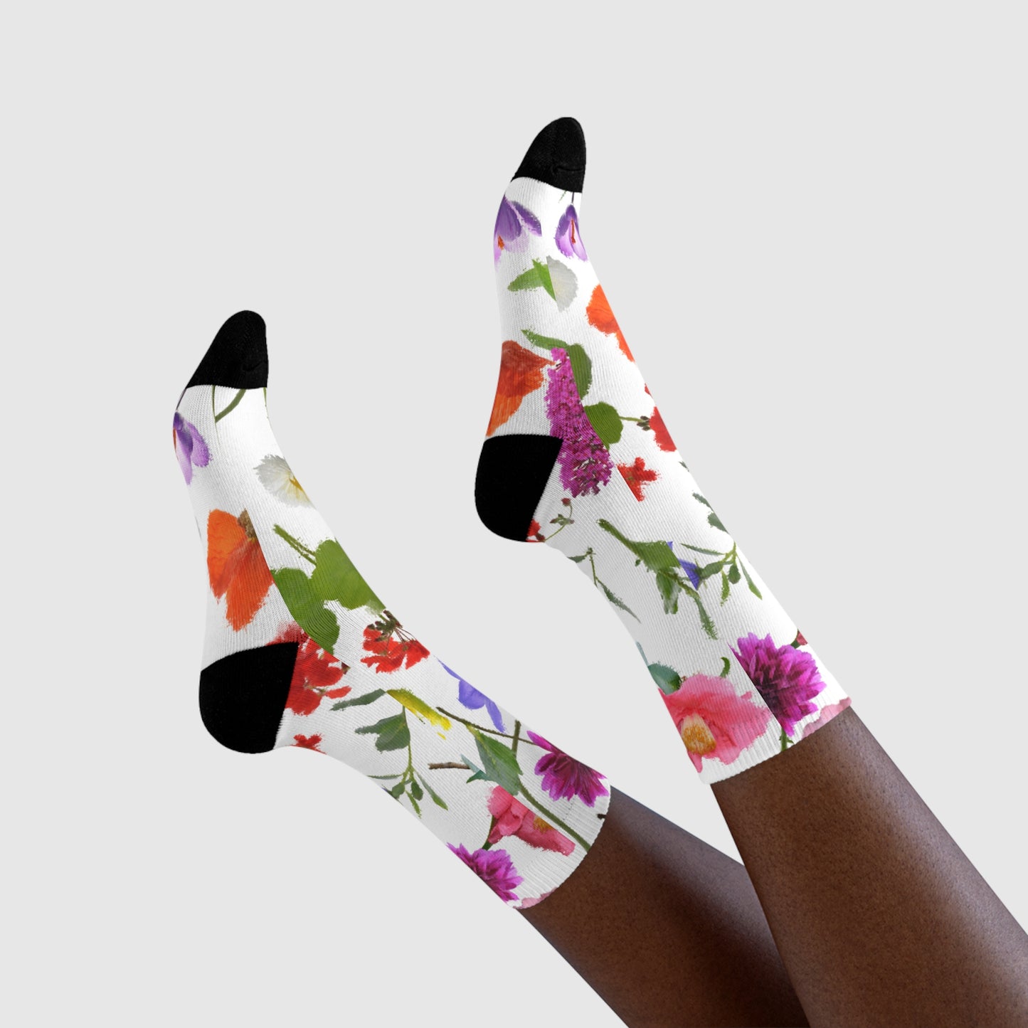 BLUMEN MUSTER NATURLIEBHABER • HAPPY SOCKS Crew Socken Weiß Bunt mit Motiv
