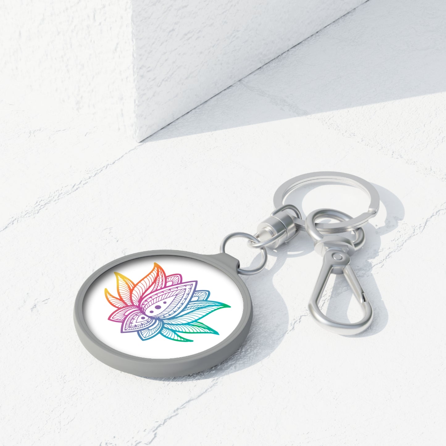 LOTUSBLÜTE Buddhistisches Symbol Indisch • Edler Luxus Schlüsselanhänger mit Karabiner für Frauen & Männer