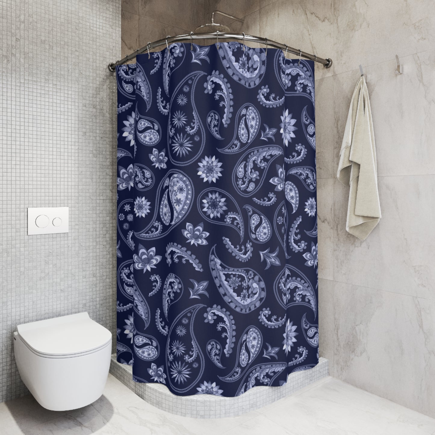 PAISLEY MUSTER FRANZÖSISCHES BLUMENMUSTER 420 • Duschvorhang 180x200 cm Weiss