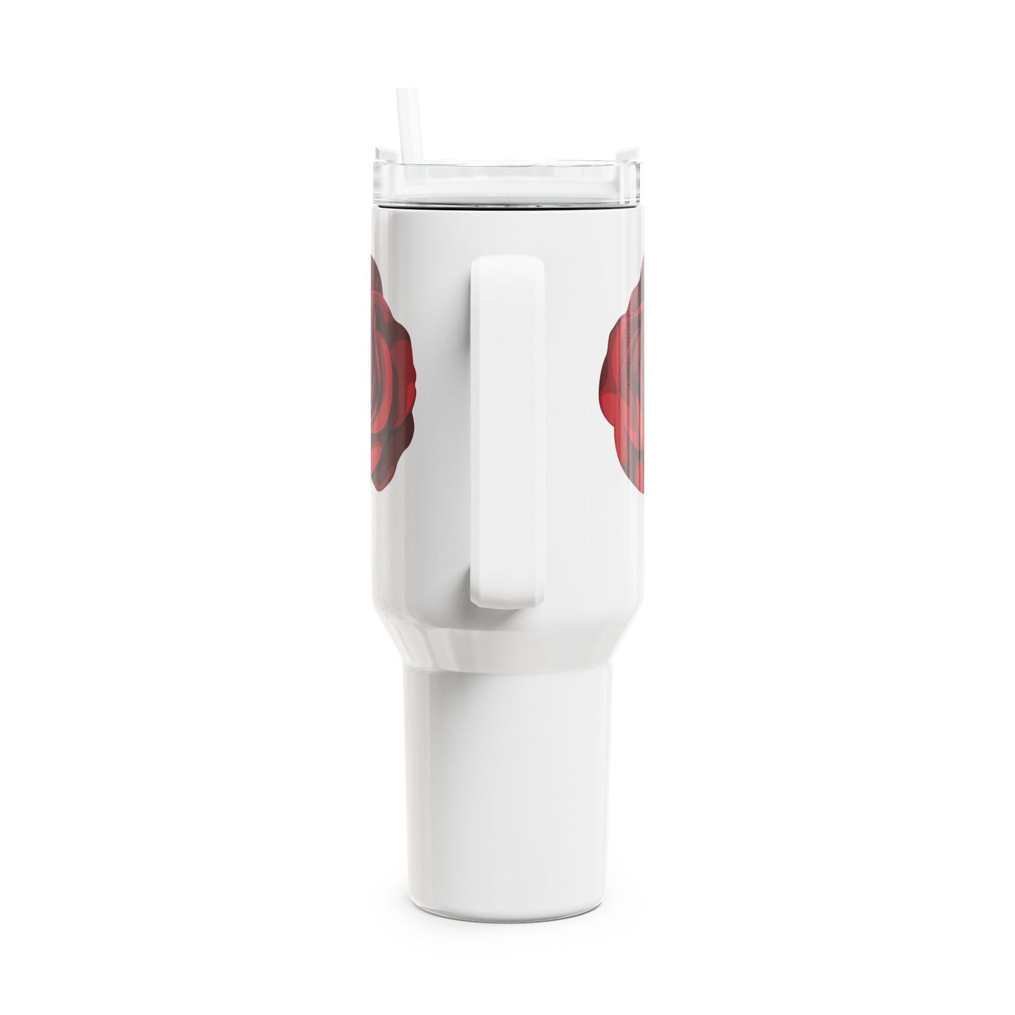 ROSENBLÜTE BLUMENBLÜTE ROT • Tumbler mit Henkel & Strohhalm • XXL Reisebecher 1,2L