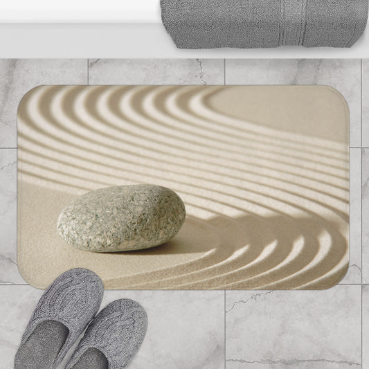 ZEN GARTEN SANDSTRAND OPTIK • Badvorleger / Fussmatte / Badteppich EXTRA Weich • 53 x 86 cm